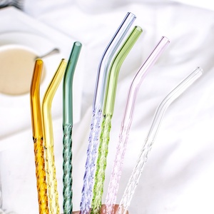 <span class=keywords><strong>Paille</strong></span> en <span class=keywords><strong>verre</strong></span> borosilicate transparente résistante à la chaleur, style Ins, créative, réutilisable, coudée et filetée - Product Image 1