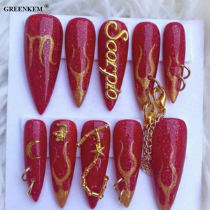 จี้สร้อยคอคริสตัลรูปกลุ่มดาว<span class=keywords><strong>สี</strong></span>ทองพร้อมตัวอักษรสวยงาม3D 12ชิ้น/เซ็ตสำหรับตกแต่ง<span class=keywords><strong>เล็บ</strong></span> - Product Image 3