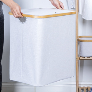 Laundry Basket Oxford Cloth Rectangle With Lid Clothing Organizer For Bathroom Standing Type Detachable - Product Image 5