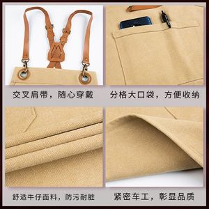 Grembiule Classico da Donna Senza Maniche in Tela, Riutilizzabile, per Barista, Nail Art, Giardinaggio, Caffetterie e Negozi di Tè - Product Image 5