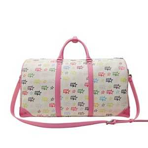Bolsa de Viaje de PU con Estampado de Letras y Estrellas Personalizada, MOQ Bajo, Patrón OEM - Product Image 1