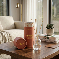 Diffuseur de parfum Aikun en verre transparent 44ml avec bâtonnets en rotin naturel IP16, boîte cadeau cylindrique, parfum floral frais pour table d'appoint de canapé