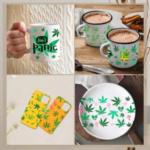 Transfert UV DTF personnalisé pour gobelet de 16 oz, motif feuille d'alien, résistant à l'eau, à appliquer par frottement - Product Image 4