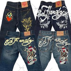 Celana Jeans Pria Katun Berkualitas Tinggi 2025 Kasual Hitam Abu-abu Patchwork Vintage Wash Custom Flares untuk Pria Harga Grosir Murah - Product Image 2