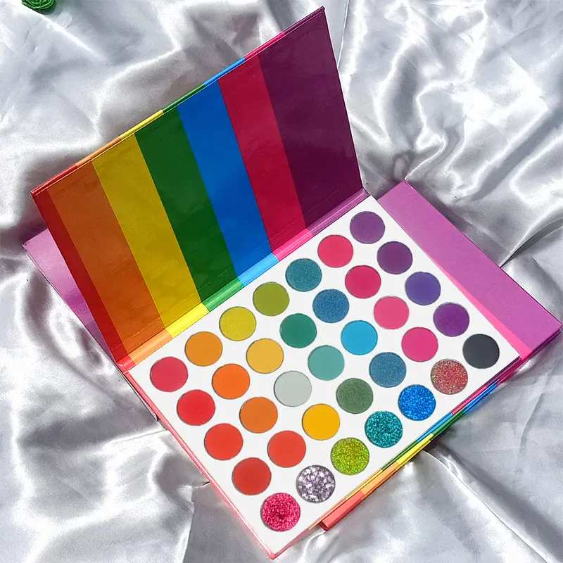 Paleta de sombras de ojos pigmentadas veganas de moda, sombra de ojos personalizada, paleta de sombras de ojos en polvo resistente al agua