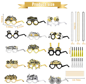 Bonne année <span class=keywords><strong>Photo</strong></span> accessoires perles colliers feuille papier chapeaux lunettes diadèmes bandeaux souffleurs corne pour nouvel an 2026 fête décor - Product Image 3