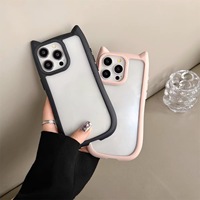 Coque transparente antichoc avec oreilles de chat 3D pour iPhone 16 15 14 13 12 11 Pro 13 Coque pour iPhone