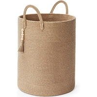 Panier de rangement rond en corde de coton tressé fait main, grande capacité, avec poignées durables, idéal pour le linge – Nouveauté 2026, Vente Flash