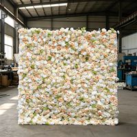 Panneau mural de fleurs artificielles en soie verte 5D réaliste, toile de fond de mariage de 2,4 m, fait main, imperméable et souple