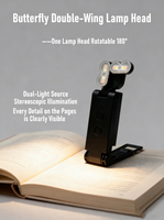 Lampu Baca Lipat USB C Isi Ulang untuk Anak 200mAh Pelindung Mata 3 CCT LED Portabel Lampu Baca Buku yang Dapat Dipasang