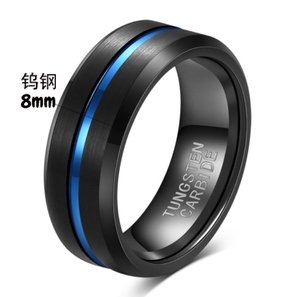 8mm bordes biselados ranurados venta al por mayor negro oro azul <span class=keywords><strong>anillo</strong></span> de carburo de tungsteno para hombres mujeres moda compromiso boda banda - Product Image 6