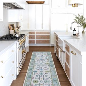 Tappeto Vintage Turco con Motivi Floreali in Tonalità Pastello e Verde Crema, Moderno ed Elettrocclesiastico, Lavabile, Piccolo Tappeto Decorativo per Camera da Letto, Cucina, Bagno - Product Image 6
