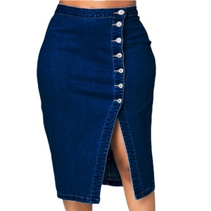 Gonne corte blu <span class=keywords><strong>cotone</strong></span> S-5XL da donna Sexy monopetto con bottone Jeans gonna Mini <span class=keywords><strong>sottoveste</strong></span> alla moda - Product Image 1