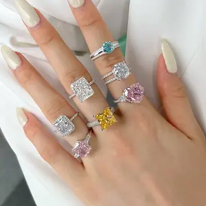 2022 Full Diamond Jewelry Wholesale Hip Hop Iced Out Baguette Zircon Ring 925 Sterling Silver Rings Man Women