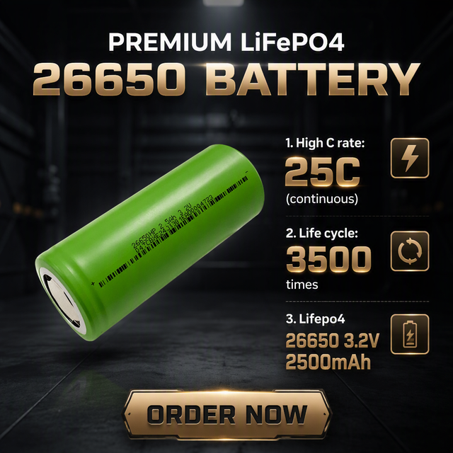 High C Rate Lifepo4 26650 3.2v 2500mAh 25C 26650 Lifepo4 Battery CBAK 26650HP Battery 3500 Cycles