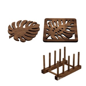Juego de Manteles Individuales de Madera con Forma de Hoja de Monstera, Antideslizantes, Aislantes del Calor, para Mesa de Cocina, Color Marrón - Product Image 5