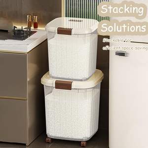 Vente en gros de produits pour la maison et la cuisine 5/10/15/25kg boîte de rangement de riz seau étanche à l'humidité conteneurs de céréales alimentaires avec couvercles - Product Image 4