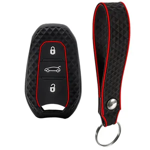 Housse de clé en silicone, porte-clés pour voiture, compatible avec Peugeot 3008 307 308 207 208 407 508 <span class=keywords><strong>206</strong></span> 2008 301 5008, compatible avec Citroën C2 C3 C4 C5 - Product Image 1