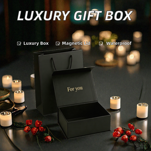 Custom Portable Waterproof Embossed Hot-stamped Printed Black <b>Lid</b> Rigid Magnetic Recycled Materials <b>Gift</b> <b>Boxes</b> for Candles - Product Image 1