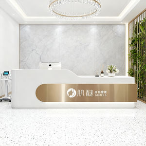 โต๊ะรับแขกแผงสี่เหลี่ยมสำหรับการค้าดีไซน์เคาน์เตอร์ไม้คุณภาพดีเยี่ยมร้านเสริมสวยปรับได้ - Product Image 4