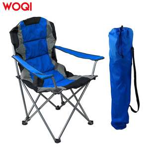 Chaise pliante Woqi bleue, structure en aluminium, chaise de jardin en polyester avec porte-gobelet et sac de transport - Product Image 1
