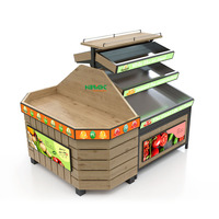 Présentoir de vente au détail en bois et acier en bois Euro Table Produire Display pour fruits et légumes