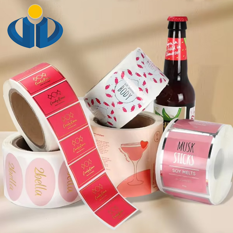 Custom Label Wine Bottle Waterproof Durable Self-adhesive Aluminum Vinyl PVC Labels Printing Gold Roll Packaging Label Stickers