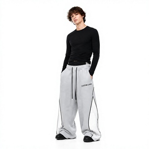New Trending Custom Logo Oversized Sweatpants Men Breathable Baggy Streetwear Loose Fit Cotton Fleece Pants For Men 2026 - Product Image 1