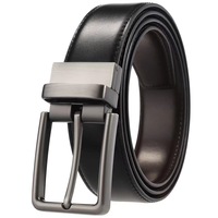 Ceinture en cuir de vachette perforée double face réversible pour homme Chance Model 9900 33CM avec boucle rotative en alliage géométrique