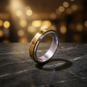 Anillos de banda finos y modernos unisex, giratorios, plateados con baño de oro, para uso diario, regalos para hombres y mujeres, venta al por mayor, hechos en India. - Product Image 4