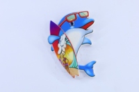 Aimants de réfrigérateur en résine 3D irréguliers en gros, souvenirs de voyage de plage tropicale avec dauphin de dessin animé, décoration de cuisine