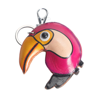 Porte-clés Toucan en Cuir Véritable Fait Main, Peint à la Main, Oiseau Tropical 3D en Carton, Cadeau Promotionnel, Vente en Gros