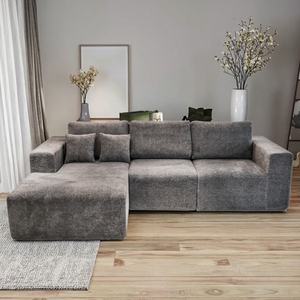 ספה פינתית מודרנית פינת ישיבה-3 מושבים בחדר נפרד עם ריפוד בד ריפוד בד כריכה נשלפת - Product Image 1