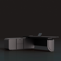 Meubles de bureau, nouveau modèle de bureau, table de luxe en forme de L, bureau de direction avec table latérale, noir