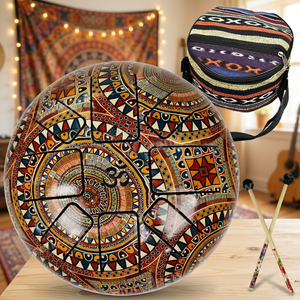 Tambour à langue rond en acier coloré avec sac de transport et maillets, motif ethnique, Feng Shui, vaisselle métallique - Product Image 5
