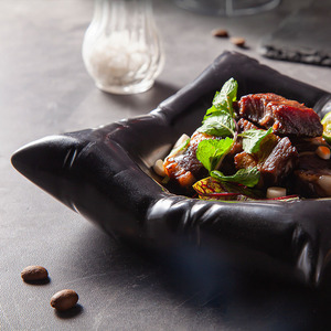 Gối Sáng Tạo Màu Đen Và Trắng Mới Đĩa Gốm Hình Vuông Bộ Đồ Ăn Bằng Gốm Đám Cưới Nhà Hàng Khách Sạn - Product Image 4