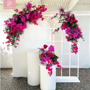 Wedding Pink Flowers Runners Artificial Flowers Hanging Runner Arrangement For Wedding Decoration