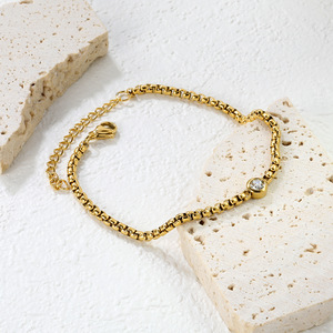 Conjunto de Pulsera y Collar con Diamantes Redondos Geométricos, Bisel de Aleación de Zinc, Joyería Unisex para Regalo - Product Image 3