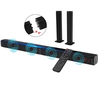 Système de son surround 3D pour téléviseur intelligent Etistar 2 en 1, barre de son détachable en bois, caisson de basses sans fil