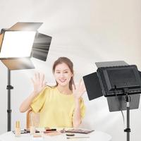 Nouvelle lampe vidéo LED carrée plate de 10 pouces 2700K-6500K avec 4 volets coupe-flux et trépied de 2,1 m pour studio photo