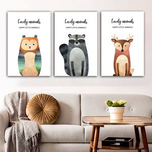 Fabbrica decorazioni per la casa all'ingrosso decorazioni per la <span class=keywords><strong>camera</strong></span> dei bambini cartoni animati animali Set di tela pittura di arte della parete stampe <span class=keywords><strong>Poster</strong></span> incorniciato - Product Image 1