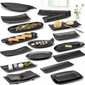 Platos de melamina esmerilada para <span class=keywords><strong>restaurante</strong></span>, negro, <span class=keywords><strong>sushi</strong></span> <span class=keywords><strong>japonés</strong></span>, rectangular, para barbacoa, olla caliente, plato lateral - Product Image 3