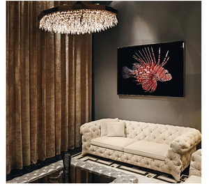 Quadro 3D con <span class=keywords><strong>Pesci</strong></span> Koi e Fiori di Loto, Dipinto Murale per Ingresso Casa, Cristallo - Product Image 2