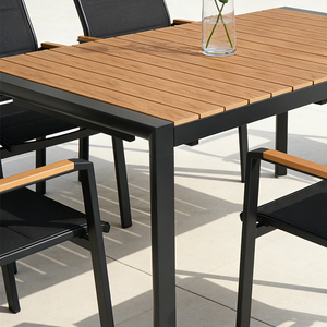 Tavolo <span class=keywords><strong>da</strong></span> Pranzo Estensibile <span class=keywords><strong>da</strong></span> Giardino Homful con Piano a Doghe Effetto <span class=keywords><strong>Legno</strong></span> e Struttura <span class=keywords><strong>in</strong></span> Alluminio Estraibile su un Lato - Product Image 5