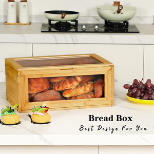 Boîte de rangement pour pain en bois avec couvercle en verre, boîte à pain de cuisine pour usage domestique - Product Image 4