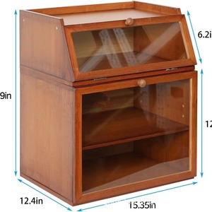 Wooden Bread Box 3 Layers Airtight <b>Kitchen</b> Countertop Storage For Bread Snacks Cake Dessert Rectangle With Wooden Lid - Product Image 5