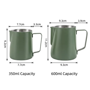 Kingze อุปกรณ์ชงกาแฟสไตล์บาริสต้าทันสมัยทำจากสเตนเลสขนาด350มล. 600มล. เหยือกตีฟองนมเหยือกกาแฟเอสเพรสโซ - Product Image 4