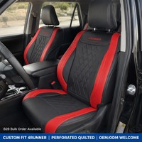 Housses de siège 4Runner sur mesure, fabrication directe usine, OEM ODM, cuir perforé avec surpiqûres losanges, rouge et noir
