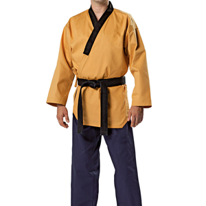 Pantalones Azul Marino, Chaqueta Amarilla, Ropa de Artes Marciales de Taekwondo <span class=keywords><strong>Poomsae</strong></span> <span class=keywords><strong>Dobok</strong></span> <span class=keywords><strong>para</strong></span> Maestro - Product Image 1