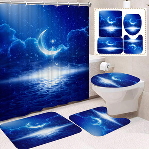 Tenda da Doccia in Poliestere con Nebulosa Blu-Viola, Resistente allo Sbiadimento, Stampa Personalizzata, Moderna, Vendita all'Ingrosso - Product Image 1